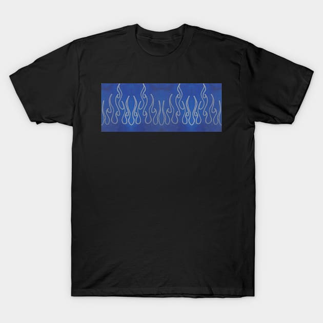 Blue SIlver Flames T-Shirt by Veraukoion